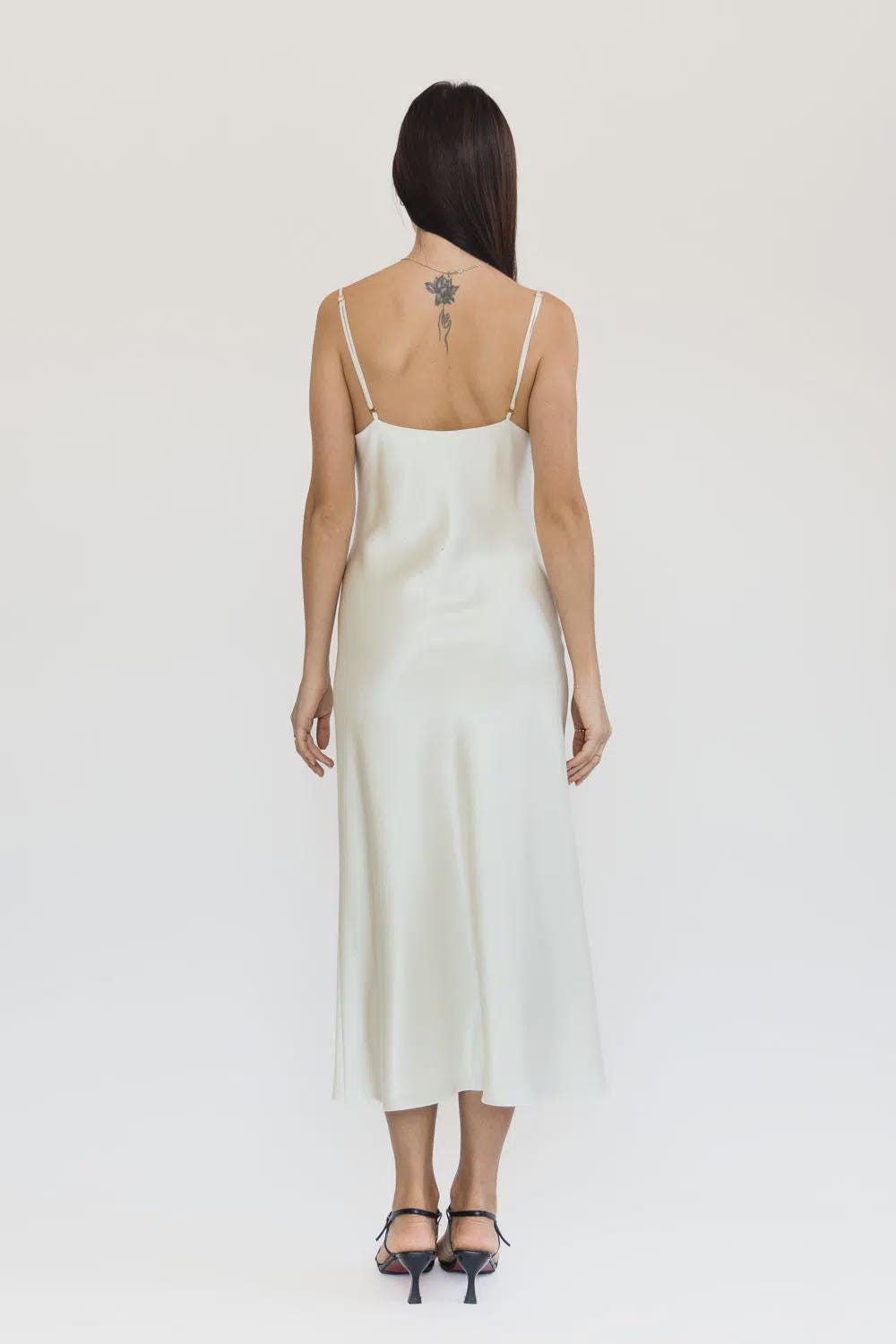 Mulberry silk slip midi dress with cowl neck in Colors - Final Sale
