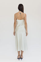 Mulberry silk slip midi dress with cowl neck in Colors - Final Sale