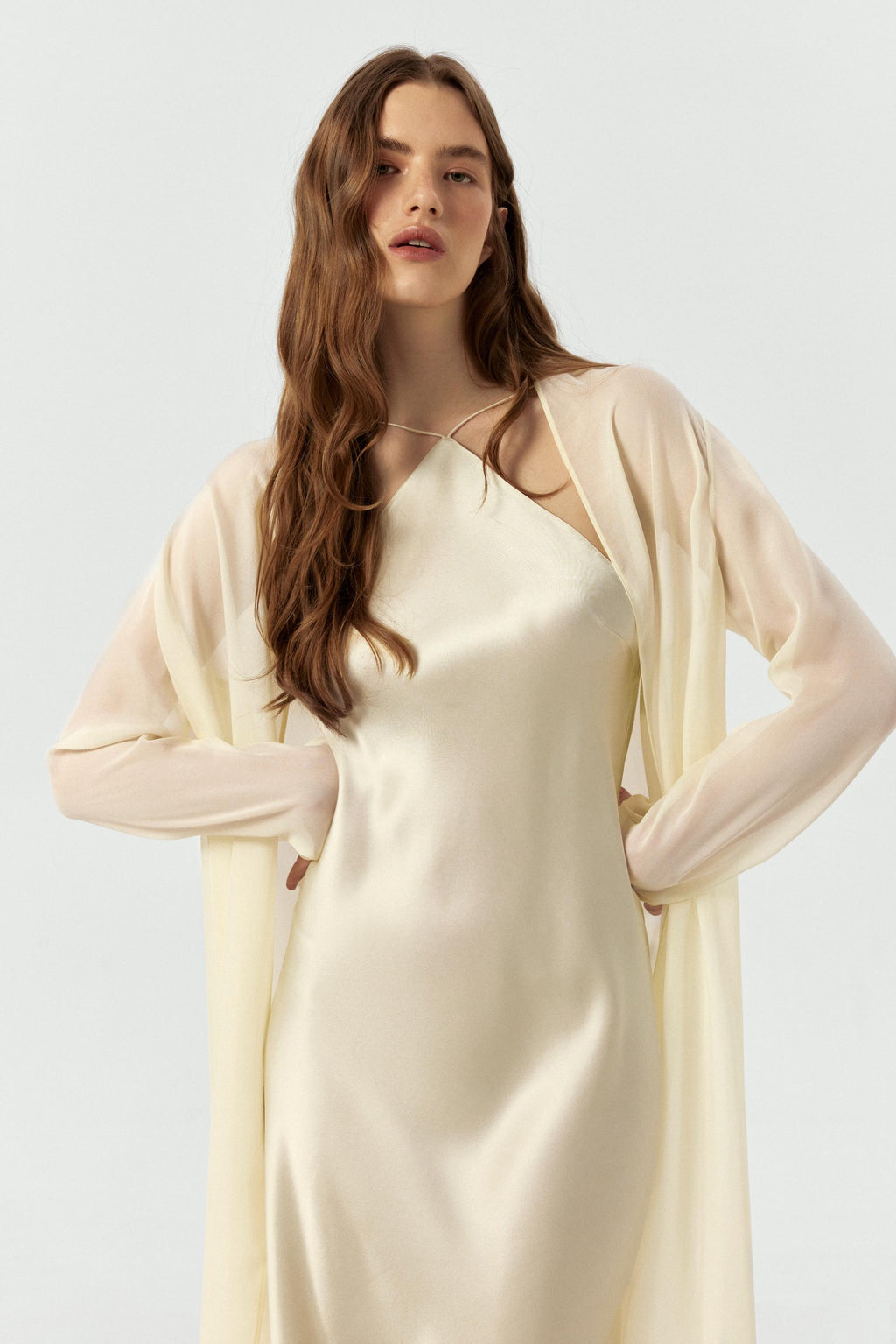 Simple 100% Silk Slip Wedding Dress | Backless Elegant Bridal Gown with halter neck - premium heavy pure mulberry silk satin