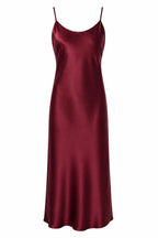Mulberry Silk Slip Dress | Bias Cut Silk Round Neck Midi Dress