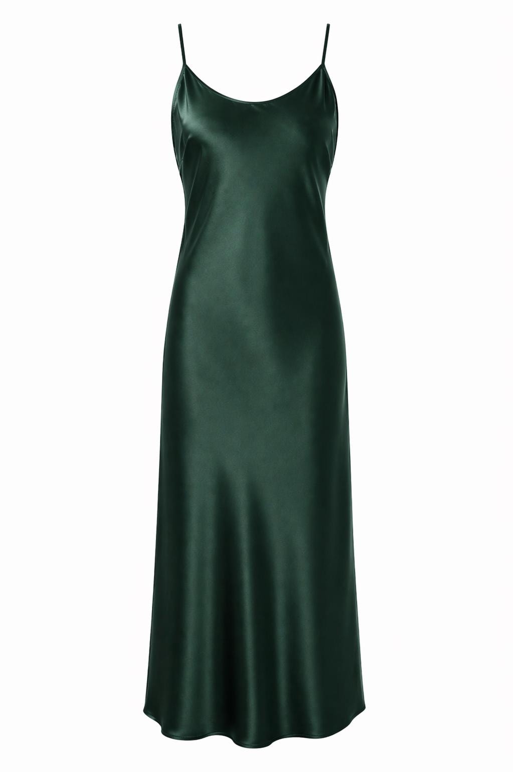Mulberry Silk Slip Dress | Bias Cut Silk Round Neck Midi Dress