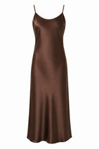 Mulberry Silk Slip Dress | Bias Cut Silk Round Neck Midi Dress