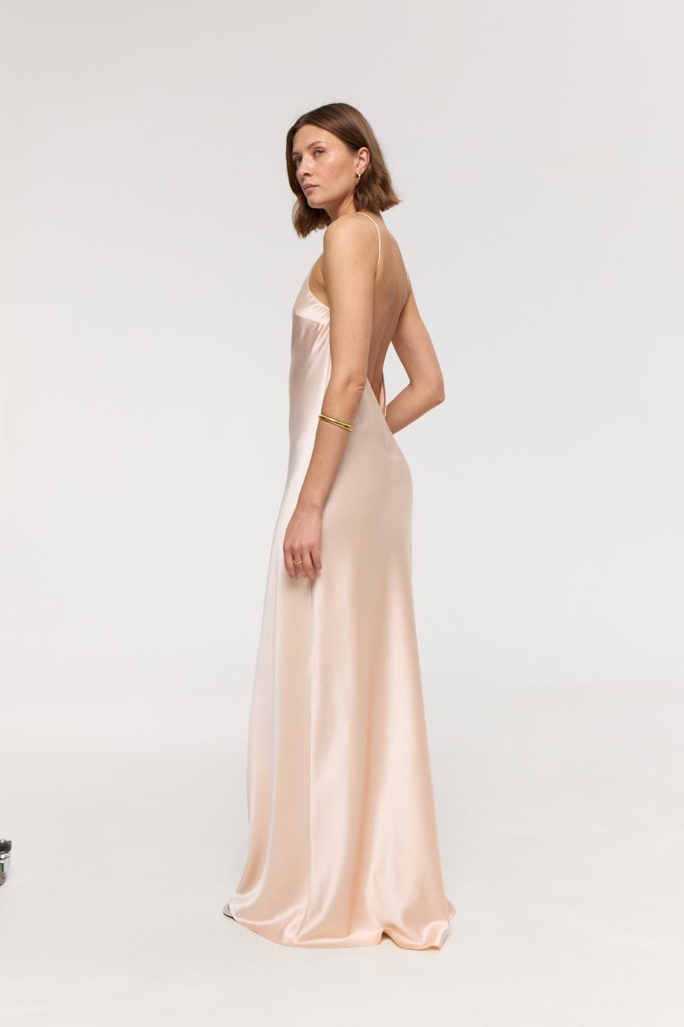 Pure silk backless halter bias cut slip gown Formal satin wedding guest maxi dress - 100% mulberry silk, heavy and thick 30 momme