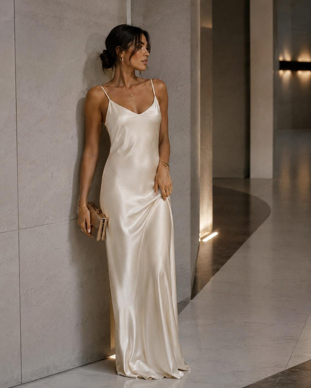 Women's Silk Slip Dress | Elegant Ivory Maxi Dress | Luxury Bias Cut Silk Dress | Minimalist Backless Evening Dress | Timeless Bridal Dress