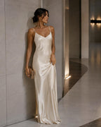 Women's Silk Slip Dress | Elegant Ivory Maxi Dress | Luxury Bias Cut Silk Dress | Minimalist Backless Evening Dress | Timeless Bridal Dress