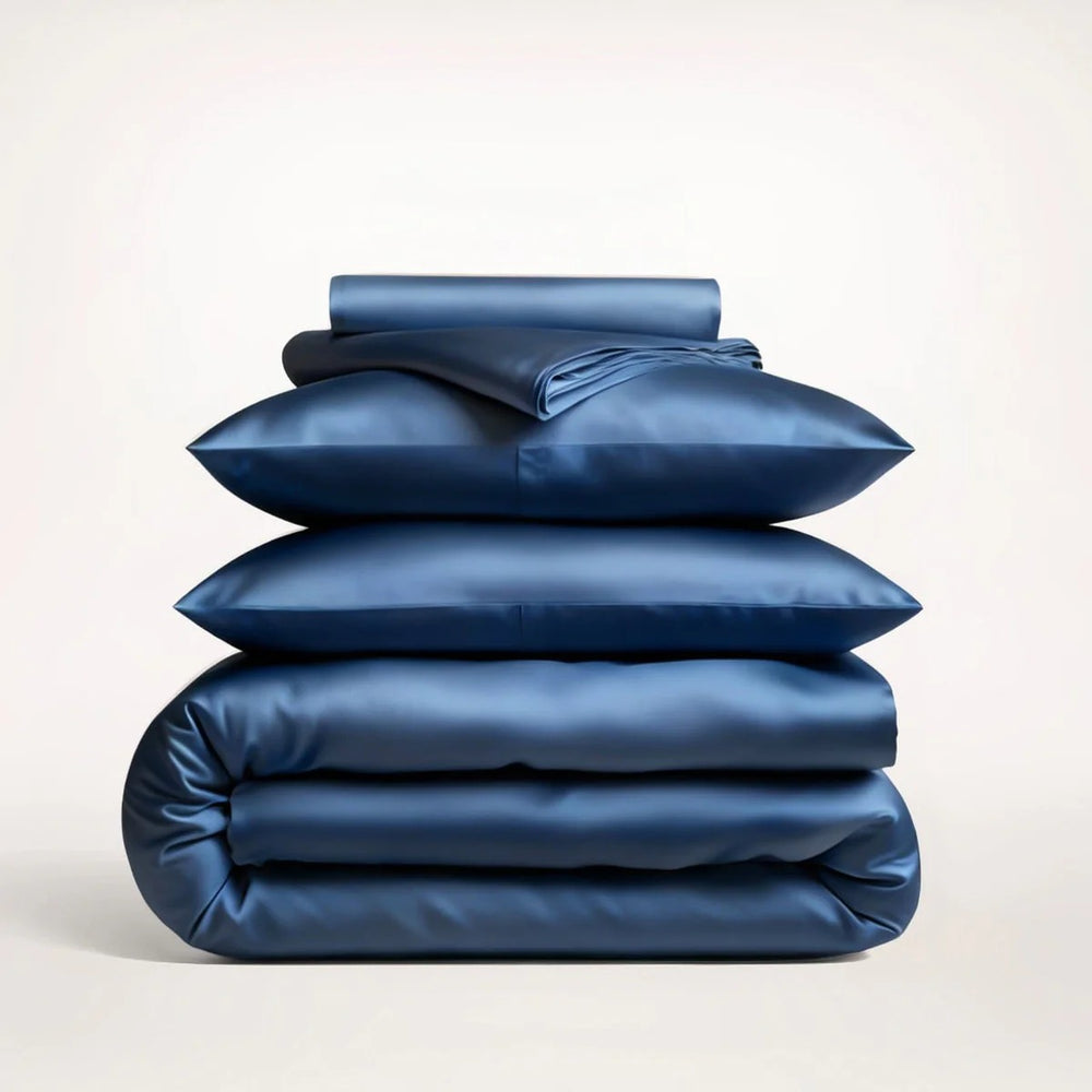Navy Blue Mulberry Silk Bedding Set