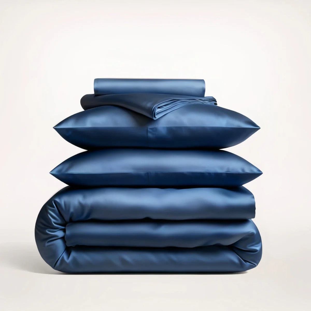 Navy Blue Mulberry Silk Bedding Set