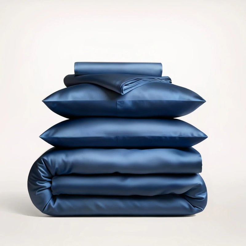 Navy Blue Mulberry Silk Bedding Set