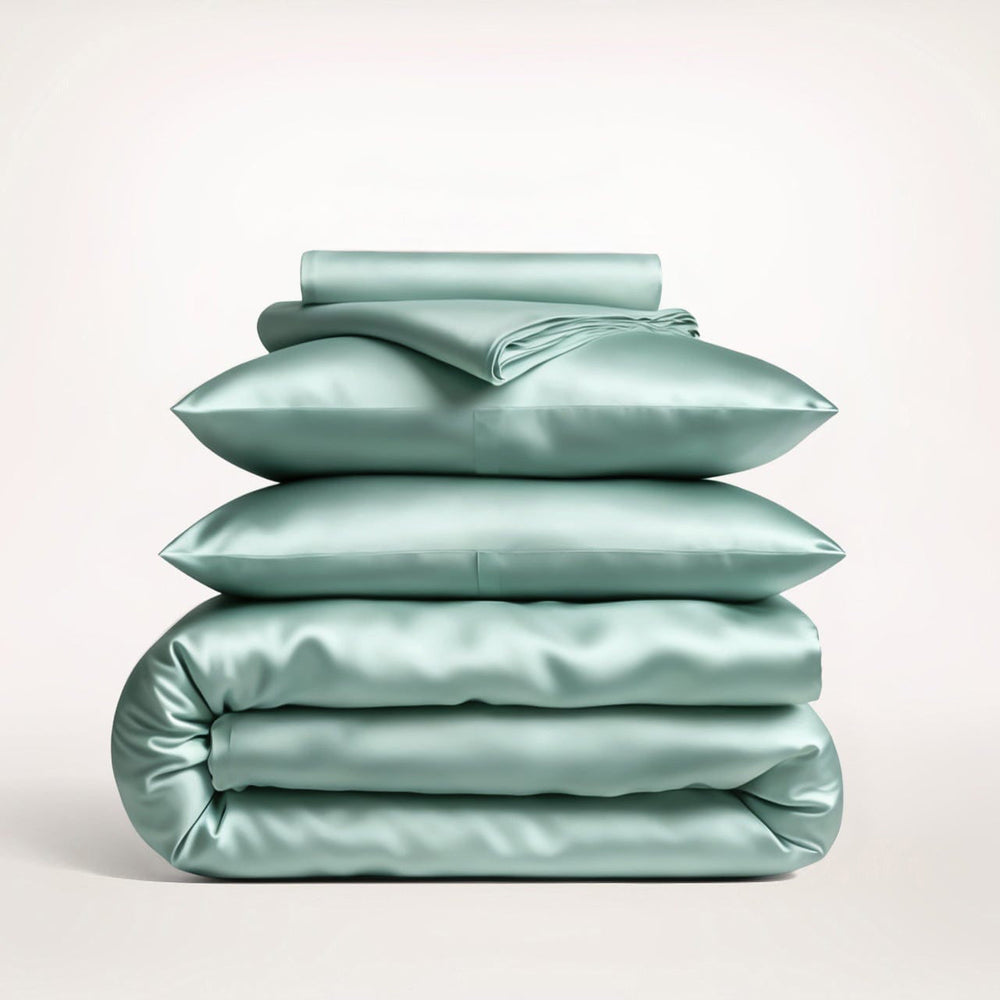 Premium Teal Mulberry Silk Bedding Set