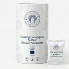 Vesper New York shower steamers with branding and product details on a white background